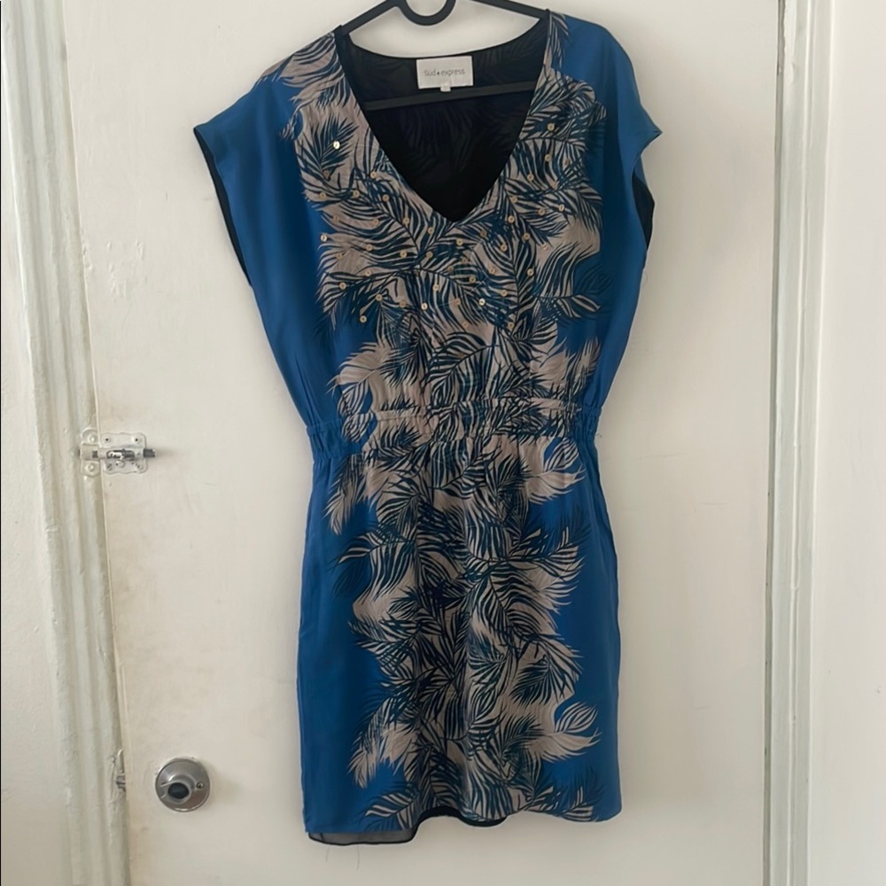 Blue and Black Women's Dress by All Saints